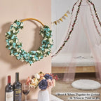 8 Pcs x 8.2 ft Flower Garland Artificial Rose Vine Flowers with Green Leaves Hanging Fake Roses Vine for Room Party Home Wedding Birthday Christmas Wall Arch Decor, White Blue Flower