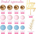 MIAHART Ball Cake Toppers Boho Grass Cake Topper Ball Cake Insert Decoration for Birthday Wedding Baby Shower Party Decorations Boho Themed Party Supplies (light blue，gold，light pink)