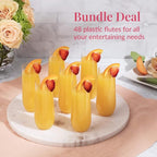 Prestee 48 Pack Plastic Champagne Flutes 9 oz - Stemless Disposable Champagne Flutes for Cocktails Mimosa Bar and Party Supplies - Clear Shatterproof Plastic Wine Glasses for Wedding and Summer Party