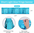 Light Blue Birthday Decorations Tinsel Garland Parade Float Decorations for Trailer 4Pack 12FT Under The Sea Party Decor Ceiling Fringe Banner Backdrop for Streamers Party Decorations