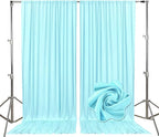 10ft x 10ft Lake Blue Backdrop Curtains for Parties, Fabric Satin Background Curtain with Rod Pockets for Weddings, Birthday, Baby Shower, Photography, Graduation Party Backdrop Drapes, 2 Panels