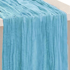 1 Pack Baby Blue Cheesecloth Table Runner 35x120 Inch 10Ft Rustic Gauze Cheese Cloth Table Runner Sheer Cheesecloth Table Runners for Wedding Party Bridal Shower Decoration