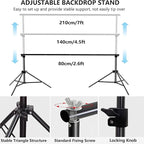 Photo Backdrop Stand for Photography 7ft x 10ft Background Stands for Photoshoot Support Kit with Carry Bag for Photo Studio Parties Events Decoration