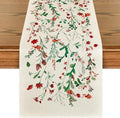 Artoid Mode Floral Leaves Christmas Table Runner, Wild Flowers and Grasses Winter Kitchen Dining Table Decoration for Home Party Decor 13x120 Inch