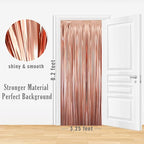GOER 3.2 ft x 8.2 ft Metallic Tinsel Foil Fringe Curtains Party Photo Backdrop Party Streamers for Birthday,Graduation,New Year Eve Decorations Wedding Decor (3 Pcs,Matte Rose Gold,Thick Material)