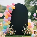 Ledido Wedding Arch Backdrop Cover 7.2FT Arch Covers Fitted Stretchy Spandex Round Top Stand Backdrop Cover for Wedding Banquet Ceremony Birthday Party Baby Shower Event Decoration,Black