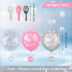 Skylety 40 Pieces Snowflake Balloons Bulk Winter Transparent Snowflake Latex Balloons for Christmas Birthday Wedding Party Decorations(Pink, Silver, Clear)