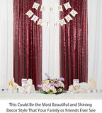 ShinyBeauty Sequin Backdrop 4 Panels Burgundy 2FTx8FT Fabric Photo Curtains for Party Baby Shower Glitter Backgrounds