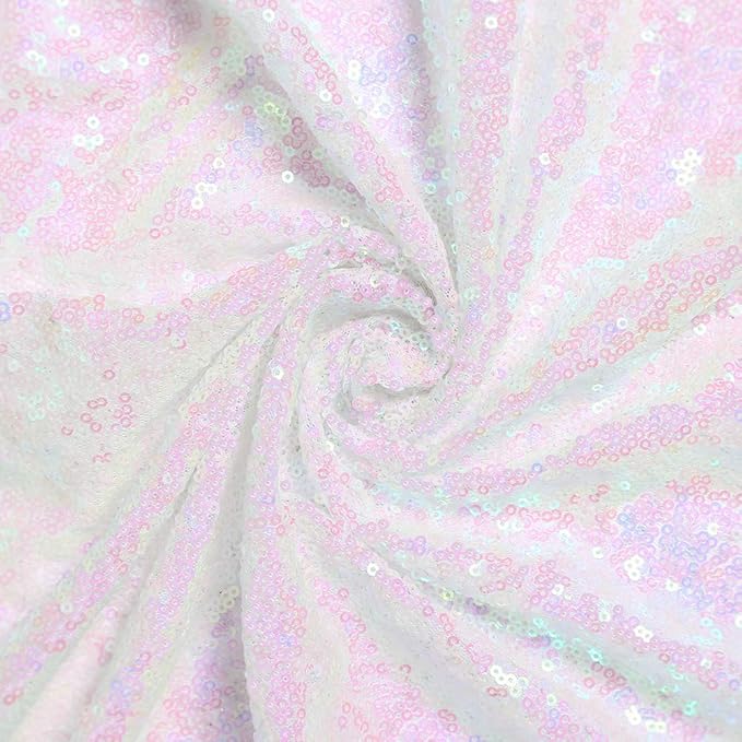 White Iridescent Sequin Table Runners 10 Packs 12x72 Inches Glitter Sparkly Table Runner for Birthday Wedding Party Baby Shower Event Decorations