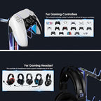 OAPRIRE Controller Holder Headset Stand with Lights, 3 Tier Acrylic Gaming Controller Stand for PS4, PS5, PC, Switch, Universal Design (Black)