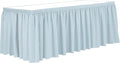Ultimate Textile Pleat Polyester Fabric Table Skirt - Machine Washable Flame Resistant with Clips for Events, Weddings & Trade Shows, Cut & Sewn in Paterson, NJ - Ice Blue, 21' Shirred Pleat
