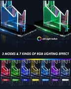 OAPRIRE Headset and Controller Stand with Lights, 2 Tier Acrylic Game Controller Holder, Controller and Headset Stand for Desktop,Universal Design Compatible with PS5/PS4/XBOX/SWITCH (Black)