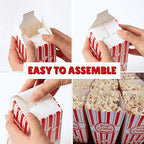 ZEEGO0 100-Pack Popcorn Boxes, Sturdy and Durable Popcorn Bucket, 7.75in Tall Large Capacity Containers, Cups & Bowls, Convenient Movie Night Supplies, Perfect for Families, Parties, Carnivals