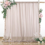 PARTISKY 10ftx7ft Taupe Chiffon Backdrop Curtains, Wrinkle-Free Sheer Fabric Photo Drapes for Wedding Ceremony Arch Birthday Baby Shower Photography Stage Decor 5ft x 7ft, 2 Panel