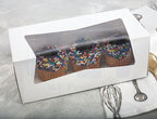MT Products White Cupcake Boxes 9" x 4" x 3.5" - Bakery Boxes with Window (Pack of 15) - Made in USA