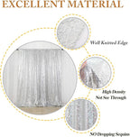 ShinyBeauty Silver Sequin Backdrop 2 Pieces, Photograph Background 7FTx7FT Shiny Gray Backdrop Curtains Panels Sparkly Backdrops Glitter Drapes for Weddding,Parties,Studio,Photo Decor（14FTx7FT）