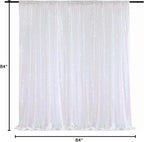 White Iridescent Sequin Backdrop 7ft x 7ft Glitter Photo Booth Black Backdrop Curtains for Wedding Birthday Baby Shower Event Decorations