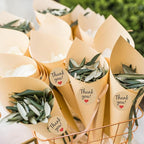 PATIKIL Dried Flower Confetti Cones, 30Pcs Paper Tapers Cone Holder with Dried Rose Petal / Sticker for Wedding Party Engagement Birthday DIY Decoration, Light Yellow/Pink