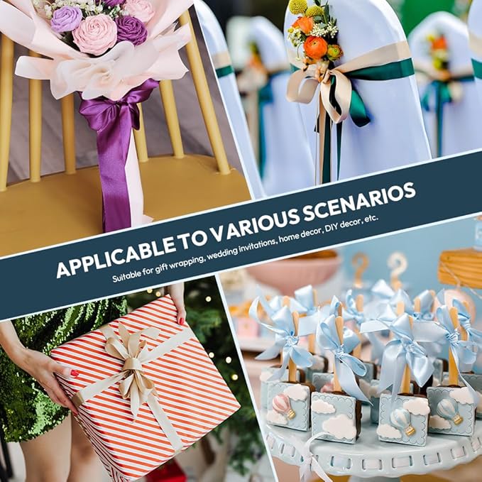 KMER LIFE 1 inch Wide x 50 Yards Green Satin Ribbon - Perfect for Wedding Decor, Wreath, Crafts, Gift Wrapping & Other Projects