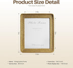 Cuspin 8x10 Picture Frame Gold, Vintage Gold Frames Rattan Textured Hand-Crafted Resin Photo Frame with Glass Front for Tabletop Display & Wall Display, Retro Design Home Decor