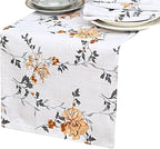 Ruvanti 100% Cotton Table Runner 72 Inches Long, Non-Slip, Stain Resistant, Washable & Reusable Table Runners Perfect for Wedding, Parties, Christmas, Holiday, in-Door use - Grey Floral