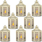 zkee Mini Star Lanterns with Flickering LED, Battery Included, Decorative Hanging Lanterns for Christmas and Indoor Use (Set of 8, Golden)