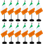 12 Pack Ireland Desk Flags Set, Irish Small Mini Table Office Flags With 12" Solid Black Pole, Black Base and Spear Top, Miniature Desktop Flag, Home Decoration, Office Decoration, Festival