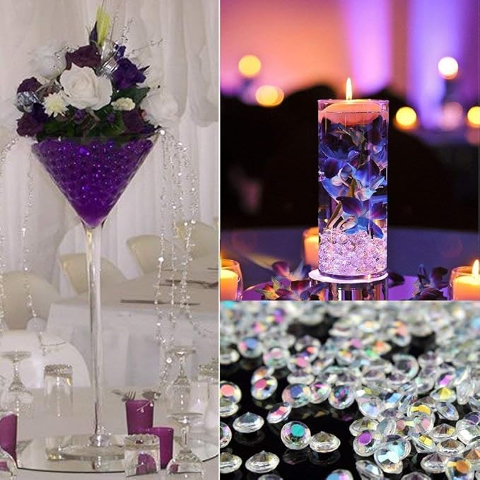 1000pcs/ Pack Wedding Table Acrylic Diamond Scatter Crystals Confetti Acrylic Gems Vase Fillers Rhinestones for Wedding, Bridal Shower, Vase Beads Decorations (12mm, Coffee)