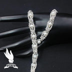 PEARLY JUN 1 Yard Pearl Rhinestone Trim Chain Silver Crystal Fringe Diamond Applique Ribbon String Tassel Strip for Sewing Wedding Dress Crafting Crafts Flower Embellishments