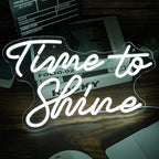 Time To Shine Neon Sign White Led Sign Time To Shine Neon Lights Decor for Lover Dimmable Letter Neon Wall Signs USB Powered with Switch Neon Signs for Wall Decor Party Wedding（16.5’’X10.2’’）