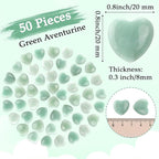 Gerrii 50 Pcs Heart Healing Stone Bulk Quartz Heart Inspirational Stones Gift for Women Love Pocket Polished Natural Energy Balancing Meditation 0.8 Inch(Green)