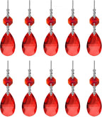 10pcs Crystal Prisms Chandelier Red Ornament Pendants Rainbow Maker 38mm Drop Prism Hanging Prisms for Wedding Party Chrismtmas Decoration DIY Jewelry