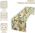 Table Runner with Flowers and Birds, Spring Plant Flowers Table Decoration Linen Table Runner Family Party Party Decorations 13x108 Inches