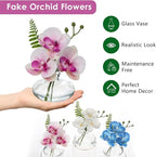 Pink Orchids Artificial Flowers Faux Orchids Arrangement in Clear Glass Vases Set of 3 Real Touch Phalaenopsis Orchid Flowers Small Fake Orchid Centerpiece for Dining Room Table
