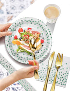 141 Pieces Green Dots Party Supplies, Party Dinnerware Sets Include Paper Plates Napkins Cups Silverware, for Wedding Bridal Shower Engagement Birthday Parties Decoration -20 Serves