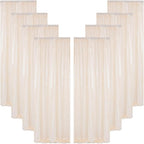 ShinyBeauty Ivory Backdrop 2FTx8FT Sequin Curtains 8 Pieces Photo Backdrops Glitter Photograph Background Beige Curtain Panles for Birthday/Baby Shower/Prom Decorations
