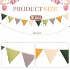 Oudain 15.5 ft Pennant Banner Flags, 2 Pcs Nursery Garland Triangle Bunting Flag Baby Banner for Nursery Decor Baby Birthday Boho Wedding Shower Party Event, Each 7.75 ft(Green Color)