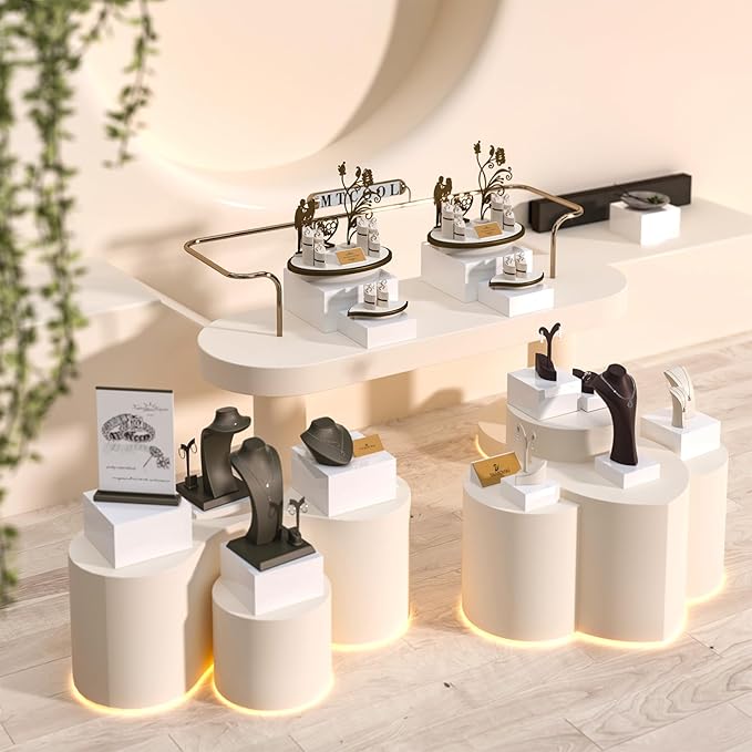 Buffet Risers, Food Display Risers for Party, White Acrylic Risers Display Stand for Buffet Table, Catering Displays for Dessert, Cube Box Nesting Riser with Hollow Bottoms (8"x9"x10" 3PCS)