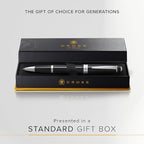 Cross Bailey Light Refillable Rollerball Pen Presented in a Everyday Gift Box - Medium Point, Black Ink, Glossy Black