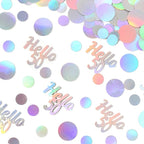 Hello 50 Birthday Confetti for Table Iridescent Circle Happy 50th Birthday Party Decorations for Women Fifty Years Old Birthday Tables Scatter Party Confetti Wedding Anniversary Decor 300PC