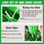 3 Pack 29 x108 Inch Green Foil Fringe Table Skirts Metallic Banner for Tinsel Streamer Garland Backdrop for Parade Floats Mother's Day, Graduate, Birthday, Wedding Party Decoration