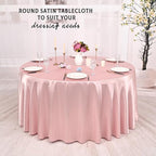 6 Packs Satin Tablecloth 120 Inch Rose Gold Round Table Cloth Silk Tablecloth Smooth Fabric Overlay Satin Table Cover Decoration for Wedding Party Banquet Events