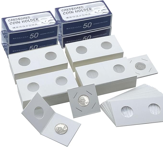 200 PCS Premium Cardboard Coin Flips 2 x 2 inch Coin Collection Supplies for Nickel, Mylar Coin Flips Coin Holders for Collectors (Nickel Coin Flips)