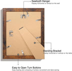 8.5x11 Picture Frame Set of 4, High Definition Real Glass Rustic Frame, Wood Photo Frames 8.5 by 11 Diploma Document for Wall Hanging and Tabletop Display