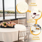 BRILLMAX 6 Pack Ivory Round Tablecloths 132 Inch - Circle Bulk Linen Polyester Fabric Washable Table Cloth Cover for Wedding Reception Banquet Birthday Party Buffet Restaurant