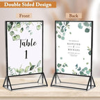 Floroom 12 Pack 5x7 Inch Clear Acrylic Sign Holders, Double-Sided Black Display Stand Picture Frames for Table Numbers, Menus, Flyers, Weddings, and Offices