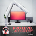 IXTECH Microphone Boom Arm with Desk Mount, 360° Rotatable, Adjustable and Foldable Scissor Mounting for Podcast, Video Gaming, Radio and Studio Audio, Sturdy and Universal.