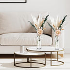 10 Set Dried Pampas Grass Centerpiece for Wedding 10 Clear Glass Jars 10 Artificial Roses 80 Dried Pampas Grass with Rope for Baby Shower Rustic Bridal Party Farmhouse Decoration (Champagne)