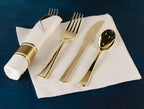 Gold Plastic Silverware Set, 160 Count, Extra Heavy Duty Flatware, Disposable Cutlery Utensils, 80 Forks, 40 Spoons, 40 Knives, Polished Gold, Bulk Pack