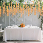 24 Pack Wisteria Hanging Artificial Fall Flowers Fake Flowers Ratta Hanging Garland Silk Flowers String for Home Garden Party Wedding Backdrop Arch Decor (Orange)